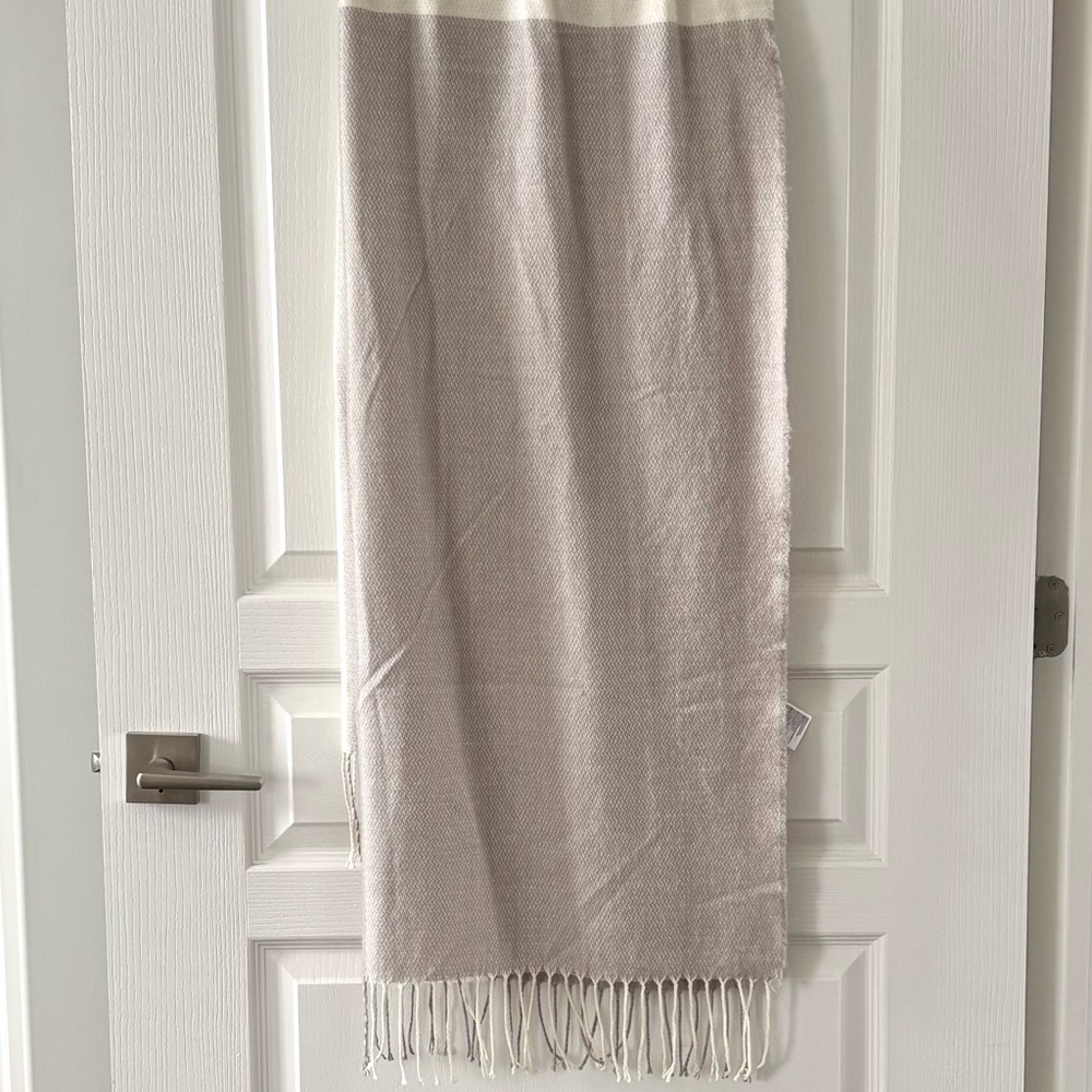 H&M Soft Fringe Scarf - Cream and Taupe NWOT